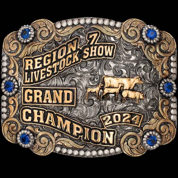 Our Livestock Belt Buckle has become one of the best selling custom belt buckles! Customize it for your rodeo event or as an award now!